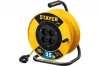Удлинитель силовой на катушке STAYER M-315 (20м, ПВС 3х1,5мм. 4 розетки.3500Вт) 55078-20_z01